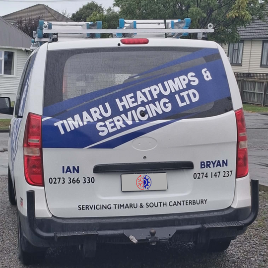 Photograph of Ian Westwell and Bryan Robinson, owners of Timaru Heatpumps & Serving.